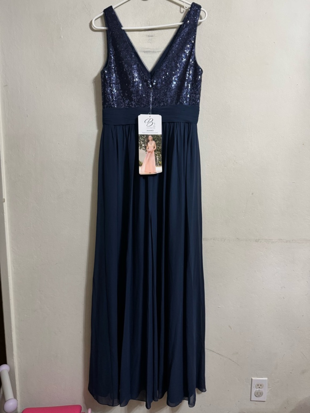B2 Jasmine Navy Sequin Wedding Dress Size 12 NWT